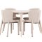 Flora Essgruppe Tisch Ø120cm und 4 Stühle whitewash, beige.