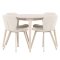 Flora Essgruppe Tisch Ø120cm und 4 Stühle whitewash, beige.