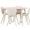 Flora Essgruppe Tisch Ø120cm und 4 Stühle whitewash, beige.