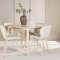Flora Essgruppe Tisch Ø120cm und 4 Stühle whitewash, beige.