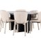 Strada Essgruppe Ausziehtisch Ø120cm, 170cm und 6 Stühle schwarz, beige.