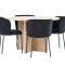 Strada Essgruppe Ausziehtisch Ø120cm, 170cm und 4 Stühle whitewash, schwarz.