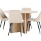 Strada Essgruppe Ausziehtisch Ø120cm, 170cm und 4 Stühle whitewash, beige.