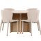 Strada Essgruppe Ausziehtisch Ø120cm, 170cm und 4 Stühle whitewash, beige.