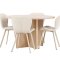 Strada Essgruppe Ausziehtisch Ø120cm, 170cm und 4 Stühle whitewash, beige.
