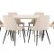 Copenhagen Essgruppe Tisch Ø140cm und 6 Stühle whitewash, beige.