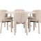 Copenhagen Essgruppe Tisch Ø140cm und 6 Stühle whitewash, beige.