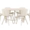 Copenhagen Essgruppe Tisch Ø140cm und 6 Stühle whitewash, beige.
