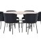 Copenhagen Essgruppe Tisch Ø140cm und 6 Stühle whitewash, schwarz.