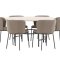Copenhagen Essgruppe Tisch Ø140cm und 6 Stühle whitewash, braun.