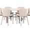 Copenhagen Essgruppe Tisch Ø140cm und 6 Stühle whitewash, beige.