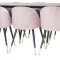 Dipp180x90BLBR spisebordsst spisebord sort og 6 Velvet stole velour pink, sort, messing dekor.