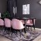Dipp180x90BLBR spisebordsst spisebord sort og 6 Velvet stole velour pink, sort, messing dekor.