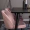Dipp180x90BLBR spisebordsst spisebord sort og 6 Velvet stole velour pink, sort, messing dekor.