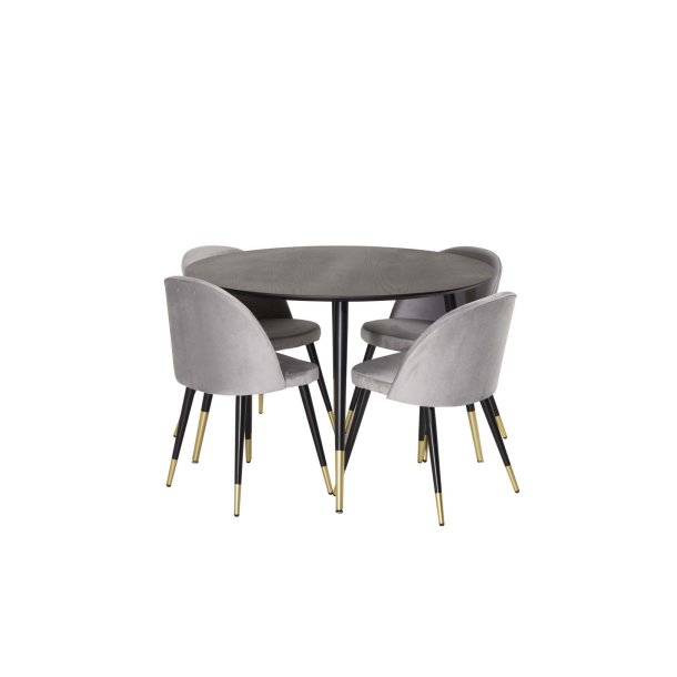 Dipp spisebordsst bord sort og 4 Velvet stole gr.