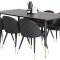 Dipp180x90BLBR matgrupp matbord svart och 6 Velvet matstola PU konstlder svart.