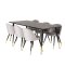 Dipp180x90BLBR spisebordsst spisebord sort og 6 Velvet stole velour lysegr.