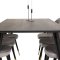 Dipp180x90BLBR spisebordsst spisebord sort og 6 Velvet stole velour lysegr.