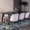 Dipp180x90BLBR spisebordsst spisebord sort og 6 Velvet stole velour lysegr.