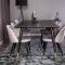 Dipp180x90BLBR spisebordsst spisebord sort og 6 Velvet stole velour lysegr.