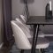 Dipp180x90BLBR spisebordsst spisebord sort og 6 Velvet stole velour lysegr.