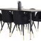 Dipp180x90BLBR matgrupp matbord svart och 6 Velvet matstola velour svart, mssing dekor.