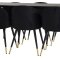 Dipp180x90BLBR matgrupp matbord svart och 6 Velvet matstola velour svart, mssing dekor.