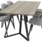 MarinaGRBL spisegruppe spisebord el tre dekor gr og 6 Velvet spisestuestoler velour lysegr.
