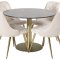 Estelle106BLBR spisebordsst spisebord sort, marmor og 4 Velvet Deluxe stole velour beige, messing dekor.