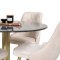 Estelle106BLBR spisebordsst spisebord sort, marmor og 4 Velvet Deluxe stole velour beige, messing dekor.