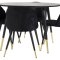 Dipp115BLBR spisebordsst spisebord sort og 4 Velvet stole velour sort, sort, messing dekor.