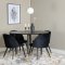 Dipp115BLBR spisebordsst spisebord sort og 4 Velvet stole velour sort, sort, messing dekor.