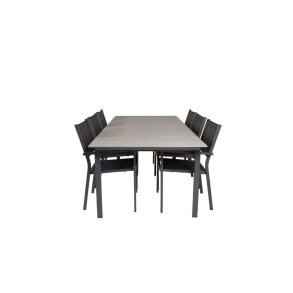 Levels set de jardin table 229x100cm 6 chaises Copacabana noir.