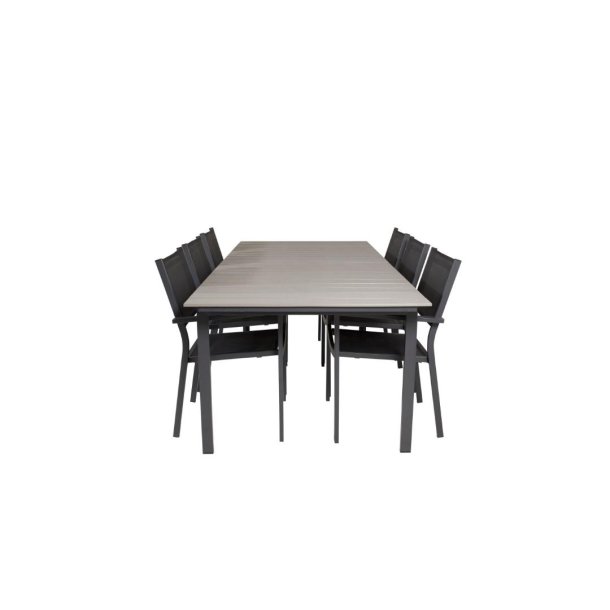 Levels set de jardin table 229x100cm 6 chaises Copacabana noir.