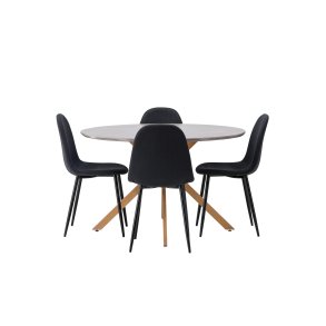 Piazza spisegrupper spisebord gr� 4 stoler svart.