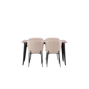 Tempe Essgruppe Esstisch Walnuss-Dekor 4 St�hle Boucl� braun.