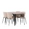 Tempe Essgruppe Esstisch Walnuss-Dekor 4 St�hle Boucl� braun.