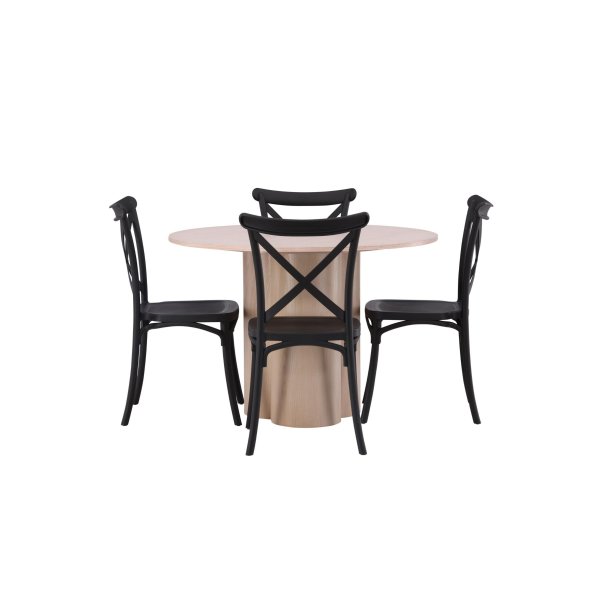 Olivia spisebordss�t spisebord whitewash 4 stole plast sort.