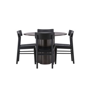 Olivia spisebordss�t spisebord mocca 4 stole sort.