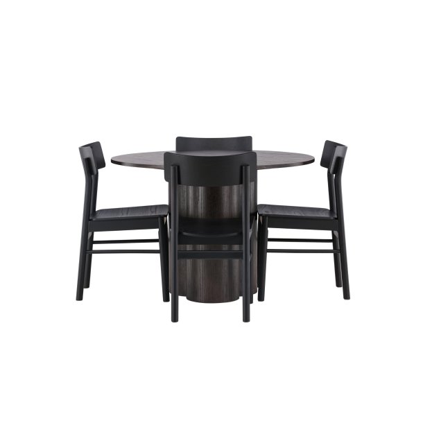 Olivia spisebordss�t spisebord mocca 4 stole sort.