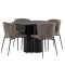 Olivia spisebordss�t spisebord sort 4 stole boucle brun.
