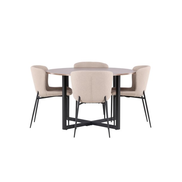 Durango spisegrupper spisebord valn�ttdekor 4 stoler boucl� brun.