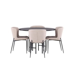 Copenhagen spisegrupper spisebord svart 4 stoler boucl� beige.