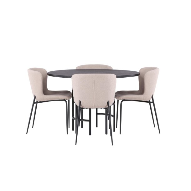 Copenhagen spisegrupper spisebord svart 4 stoler boucl� beige.