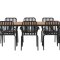 Break hagesett bord 90x200 cm natur 6 stoler svart.