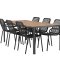 Break hagesett bord 90x200 cm natur 6 stoler svart.