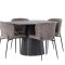 Lanzo spisegrupper spisebord mokka 4 stoler boucl� brun.
