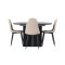 Matilda spisegrupper spisebord med uttrekk svart 4 stoler boucl� beige.