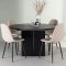 Matilda spisegrupper spisebord med uttrekk svart 4 stoler boucl� beige.