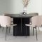 Matilda spisegrupper spisebord med uttrekk svart 4 stoler boucl� beige.